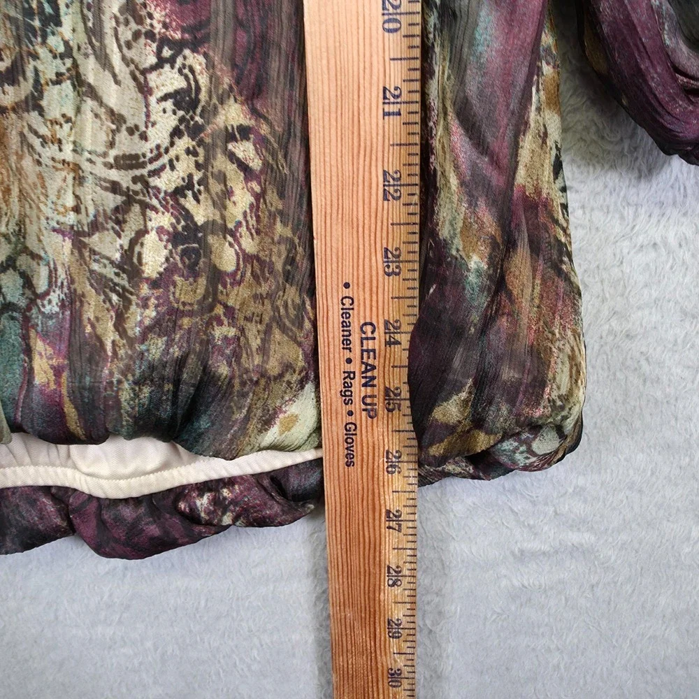 Y2K Dressbarn Top Women 14/16 Tie Satin Mixed Media Pisley Boho Bubble Hem Fairy